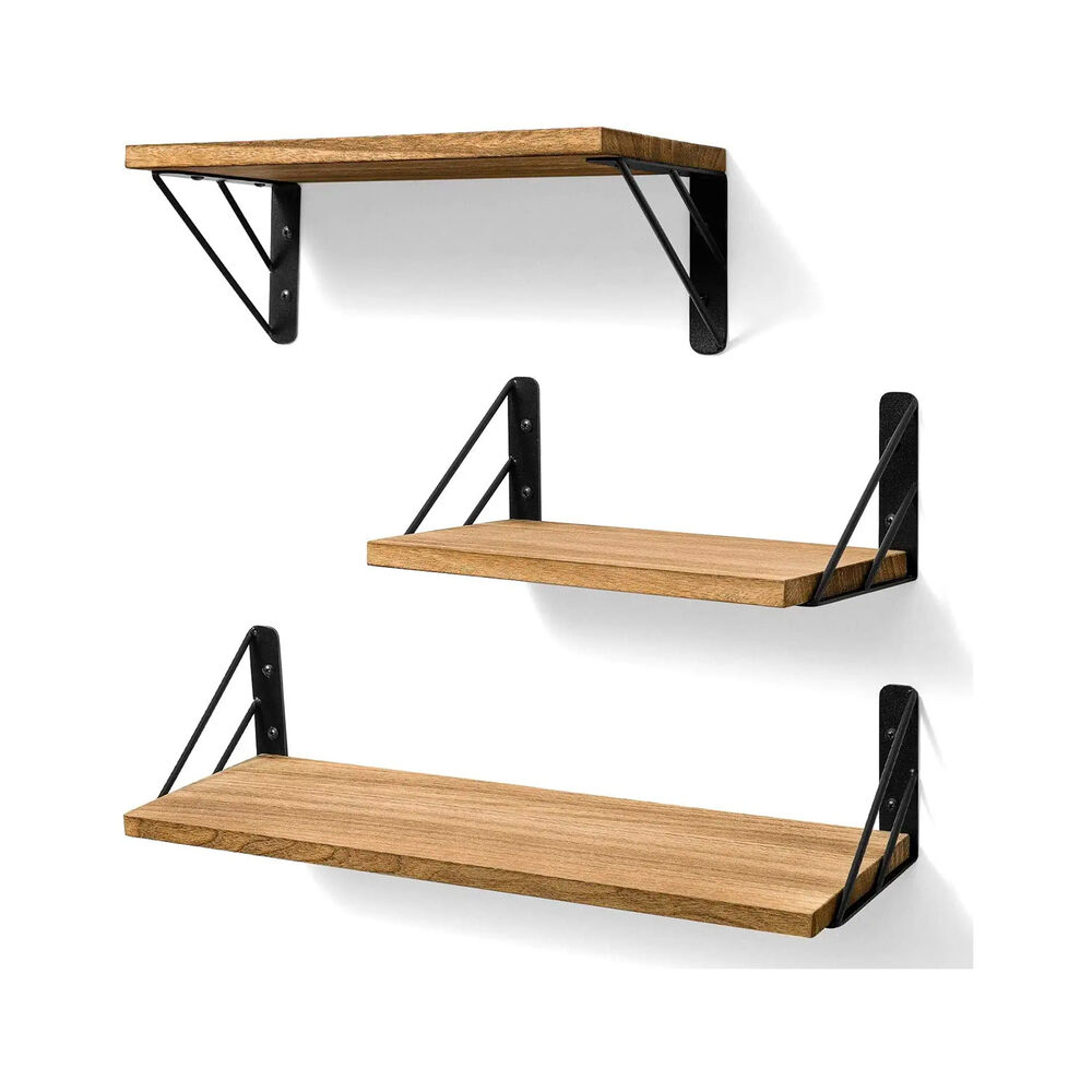 Set De 3 Repisas Flotantes De Madera Y Metal Decoraci&oacute;n Y Organizaci&oacute;n Moderna image number 0.0
