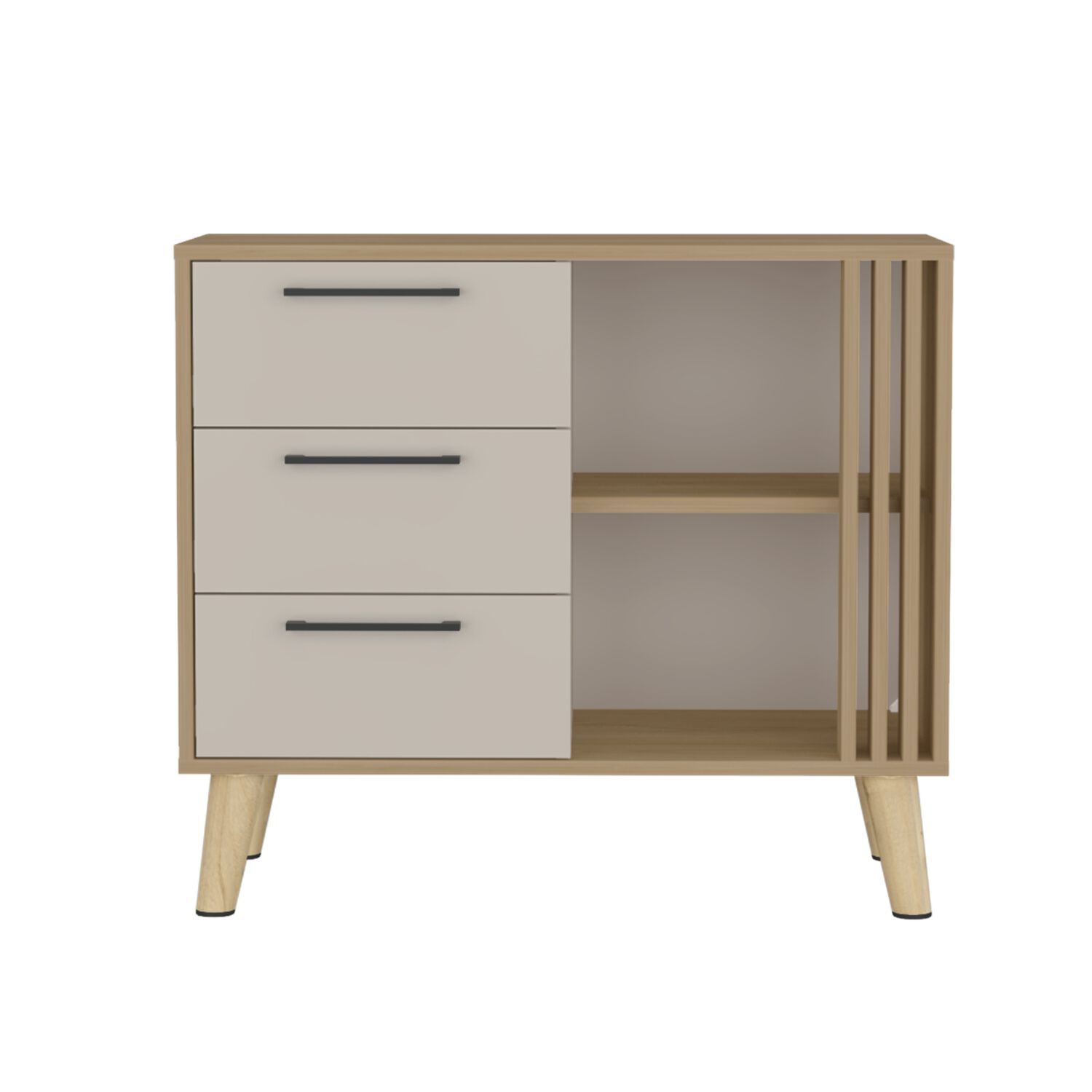Comoda 3 Cajones Fm 64,4x80x35 Cm Caf&eacute; Claro Y Beige image number 3.0