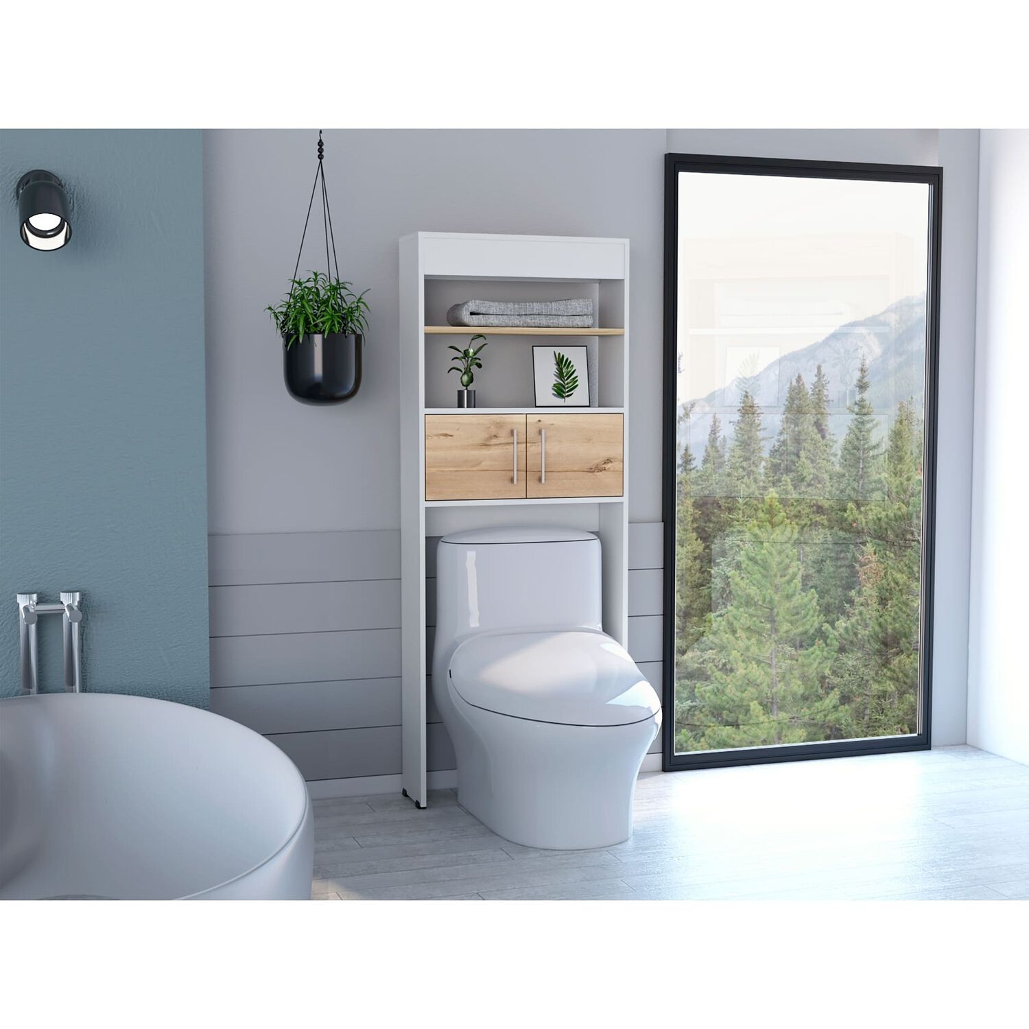 Estante Wc 2 Puertas 3 Repisa Fm-008b Blanco Y Caf&eacute; Claro image number 6.0