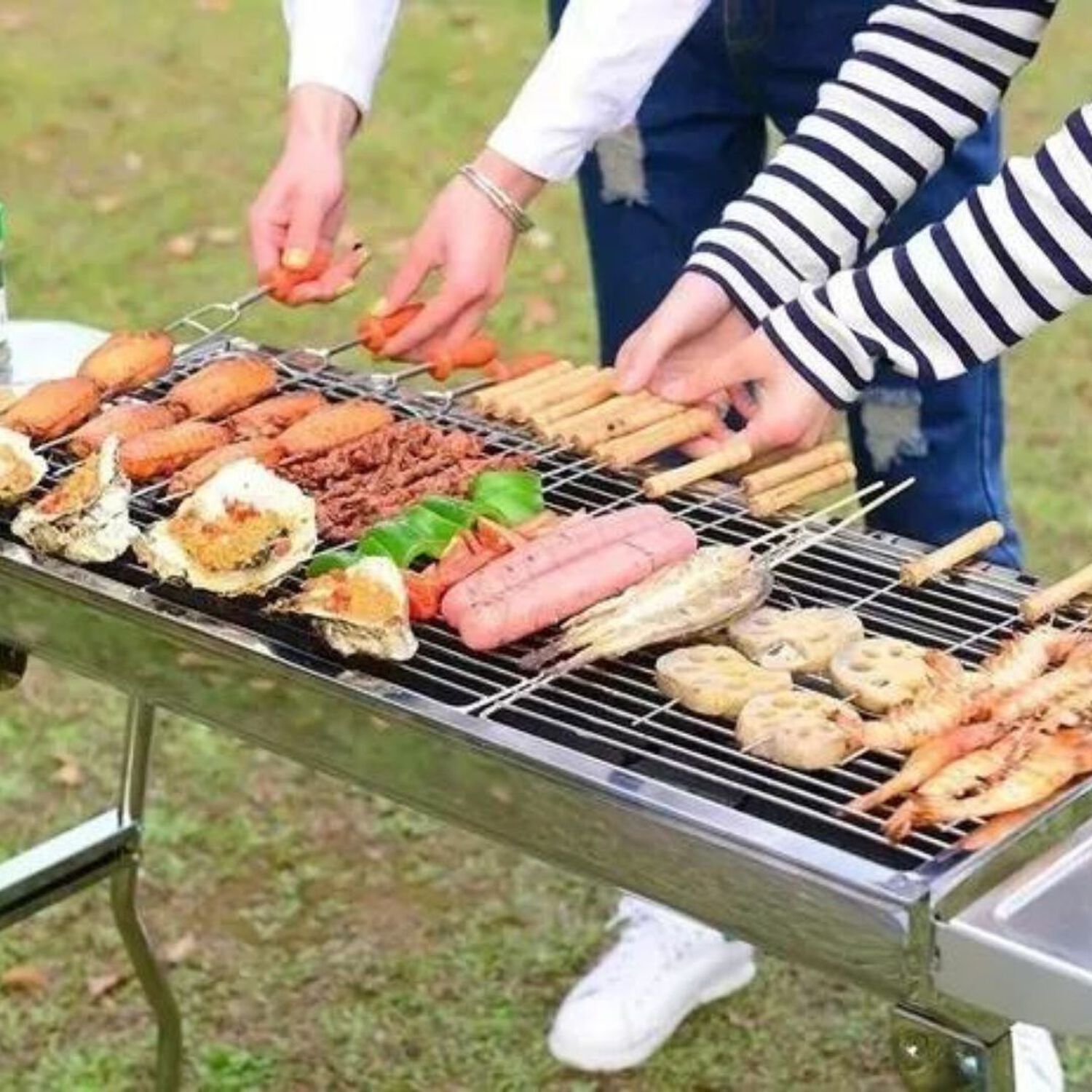 12 Pinchos Anticucho Acero Barbacoa Parrilla Asado 30cm image number 4.0