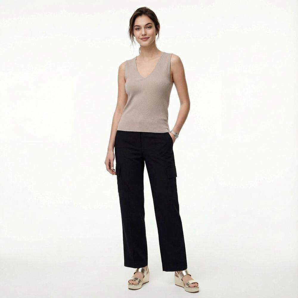 Polera Crop Sin Mangas Cuello V Mujer Kimera image number 0.0