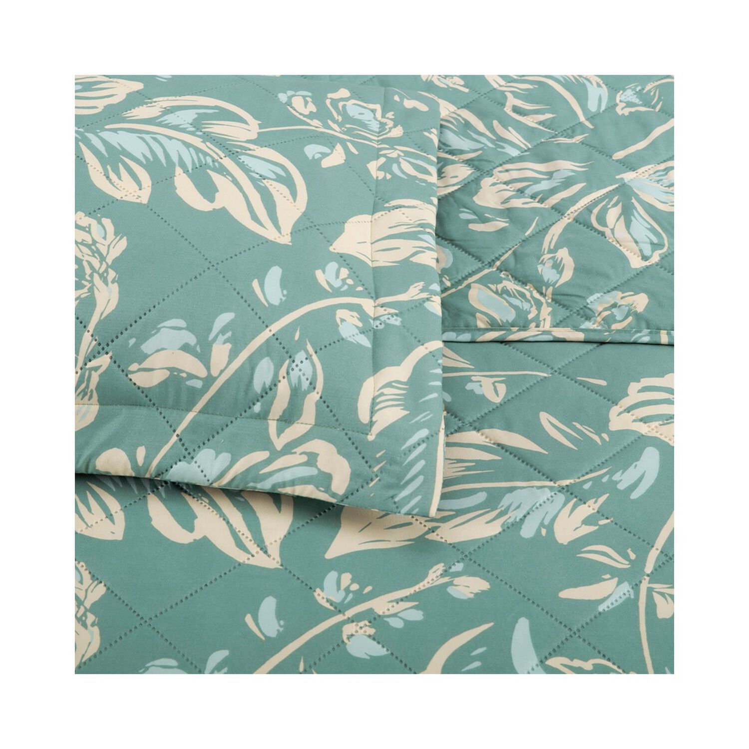 Quilt Andes Estampado Hojas Aqua 1.5 Pl image number 1.0