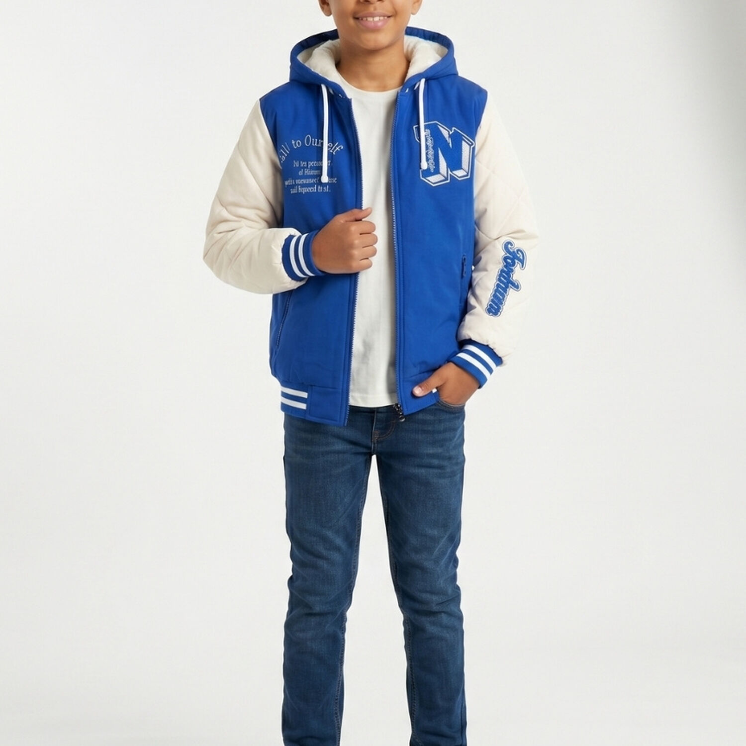 Chaqueta Varsity Bomber Acolchada Capucha Urbana Desmontable image number 0.0