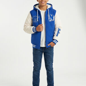 Chaqueta Varsity Bomber Acolchada Capucha Urbana Desmontable