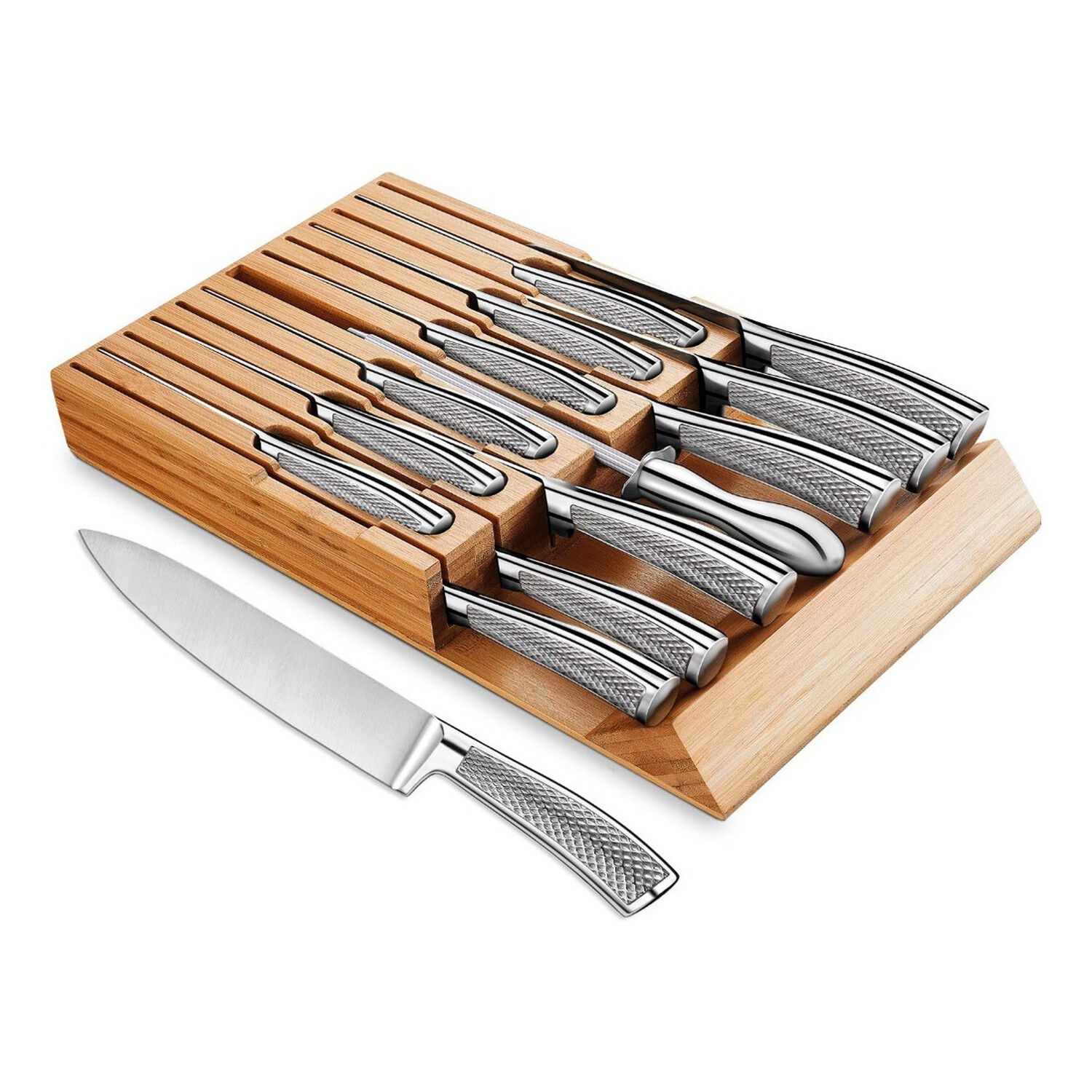 Cuchillos Cocina Acero Inoxidable 14 Piezas Profesional Plateado image number 0.0