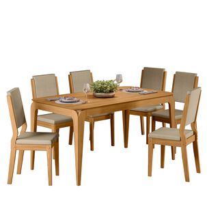 Juego De Comedor Arezzo 160x90 Cm 6 Sillas Beige