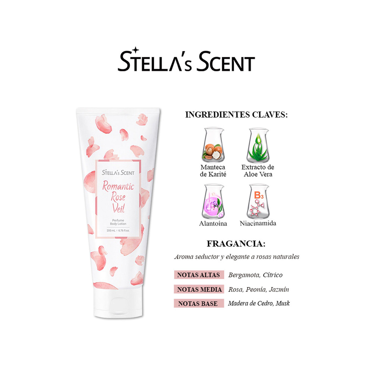 Loci&oacute;n Corporal Romantic Rose Veil 200ml Stellas Scent image number 2.0