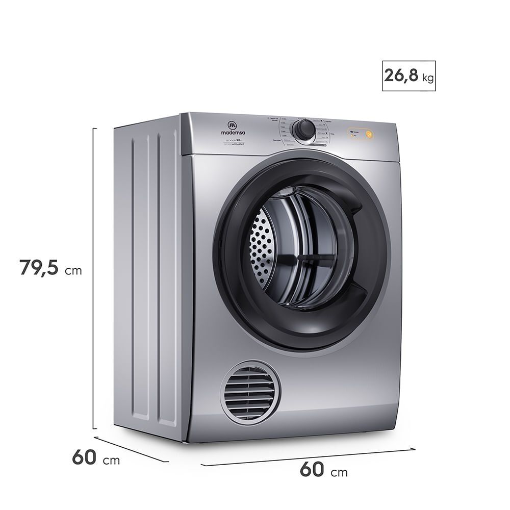 Secadora De Ropa Mademsa 9kg Secado Autom&aacute;tico 9d Bzg Gris image number 2.0