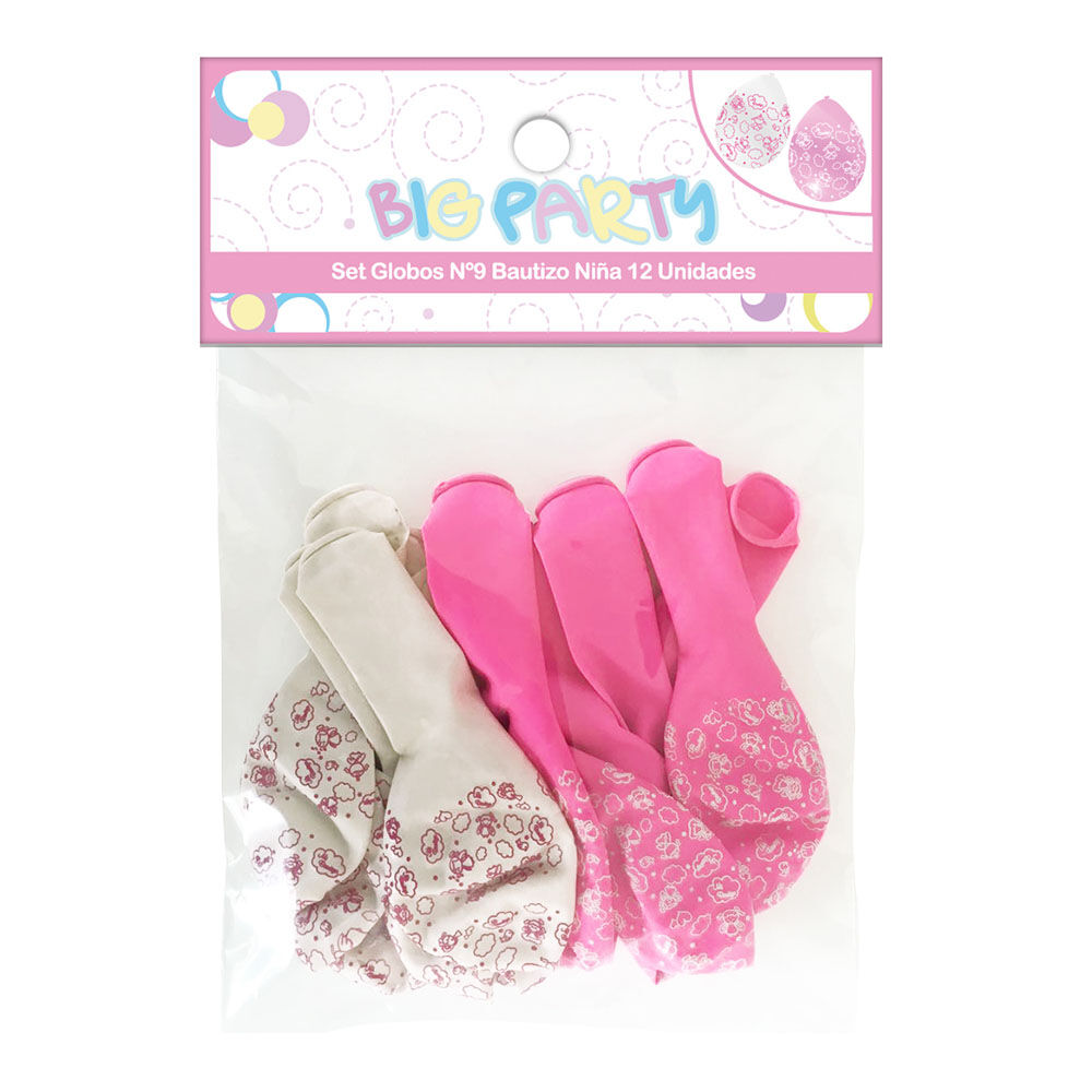 Set 12 Un. Globo Baby Niña Impreso N9 Big Party image number 0.0