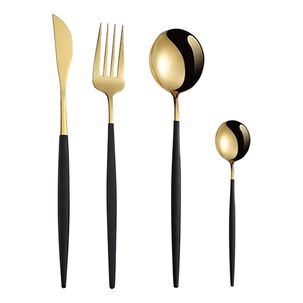 Juego Cubiertos 16 Piezas Acero Inoxidable Negro Elegante