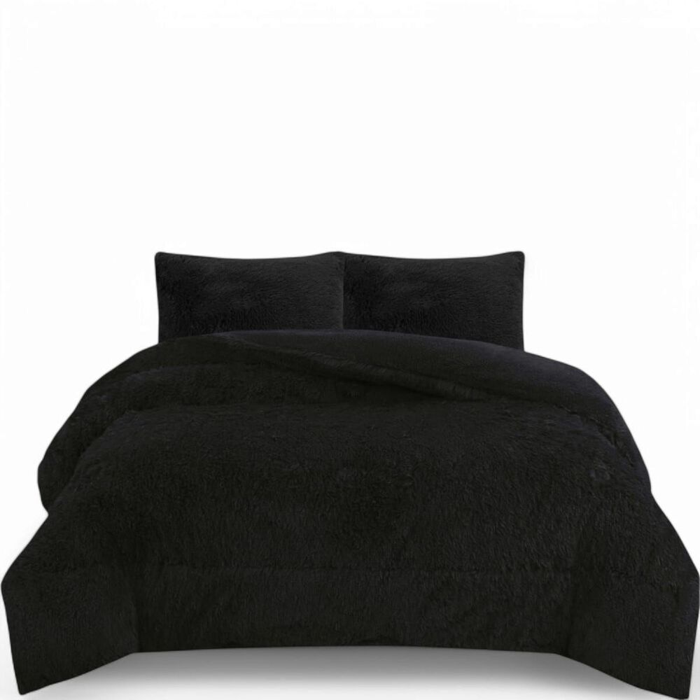 Cobertor De Invierno Peludo Con Chiporro De 2 Plazas + 2 Fundas De Almohada Color Negro image number 0.0