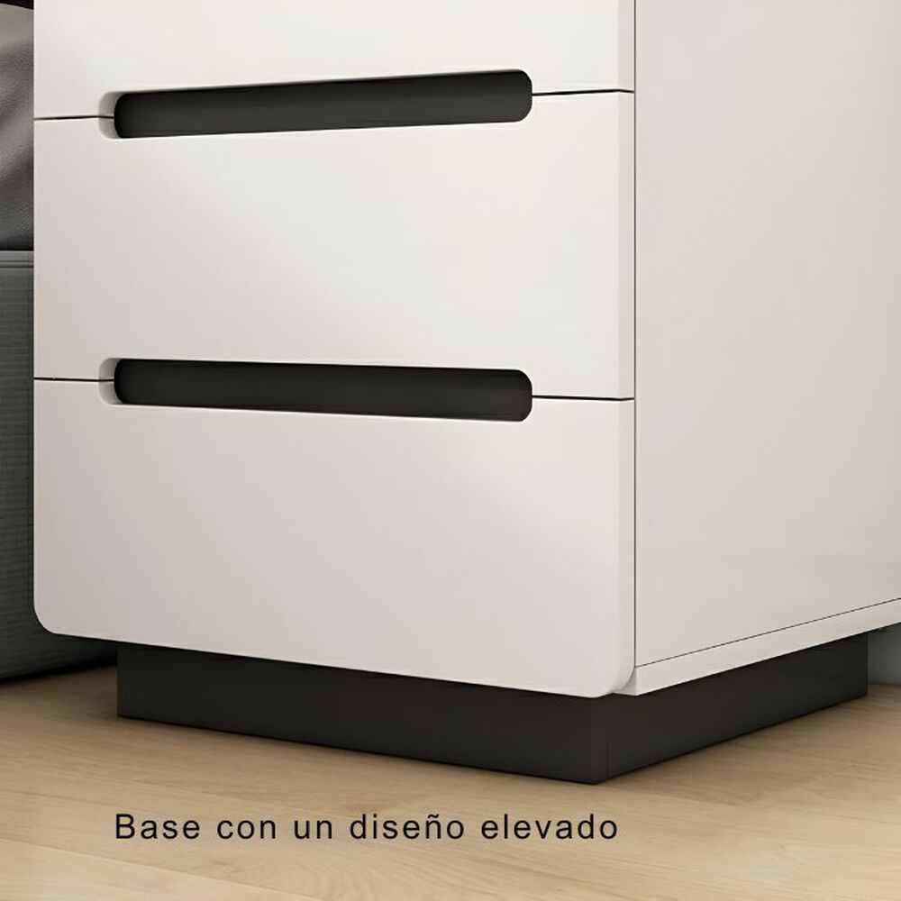 Velador 3 Cajones 40x41x59 Dormitorio Sala De Estar Blanco image number 3.0