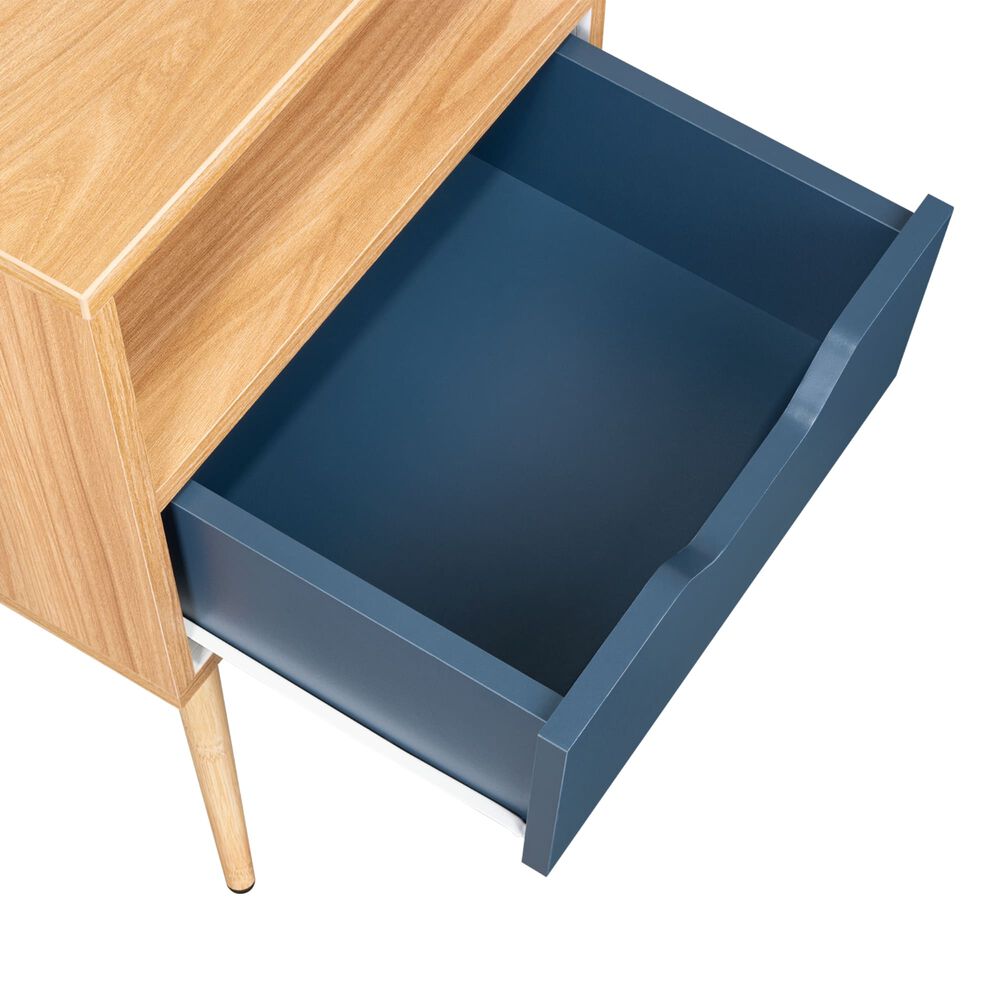 Velador Melamina 1 Cajon 63x40x35 Cm Caf&eacute; Claro Y Azul image number 7.0