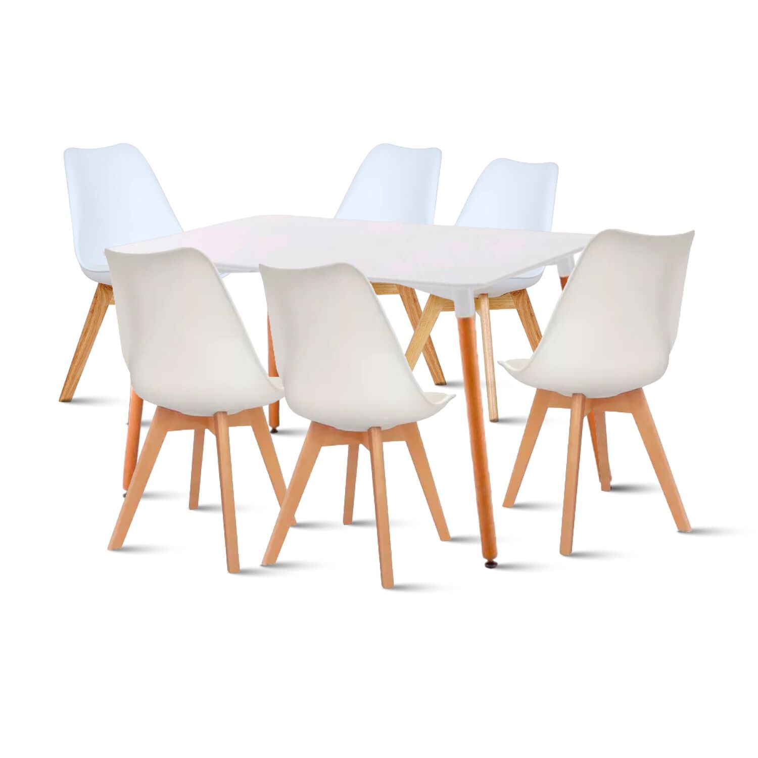 Comedor Mesa 120x80cm + 6 Sillas Tulip Blancas image number 0.0
