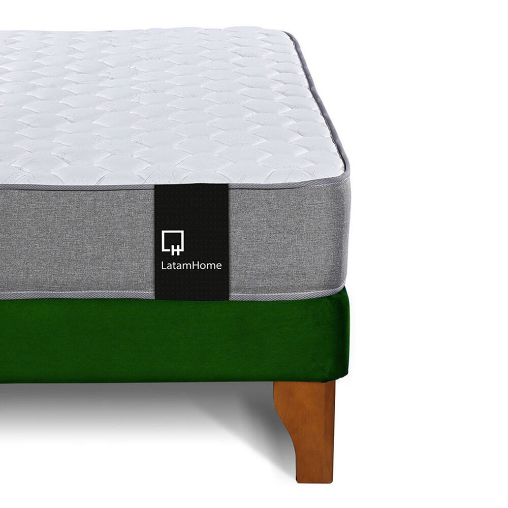 Cama Europea Zen Best 1.5 Plaza Tela Velvet Verde + Respaldo image number 5.0
