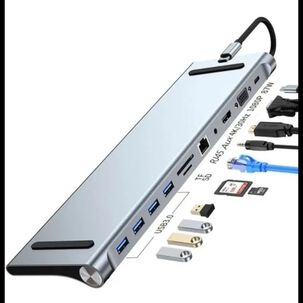 Adaptador Hub 11 En 1 Usb Tipo C Usb-c Hdmi Vga Usb Lan Sd