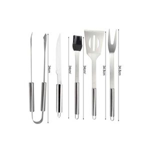 Set 5 Accesorios Parrilleros De Acero Y Maletin De Metal
