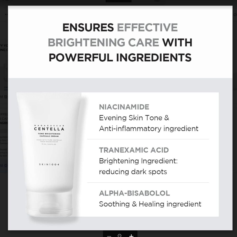 Madagascar Centella Tone Brightening Capsule Cream (skin1004) -75ml Crema Aclarante Con Niacinamida Y &Aacute;cido Tranex&aacute;mico image number 6.0