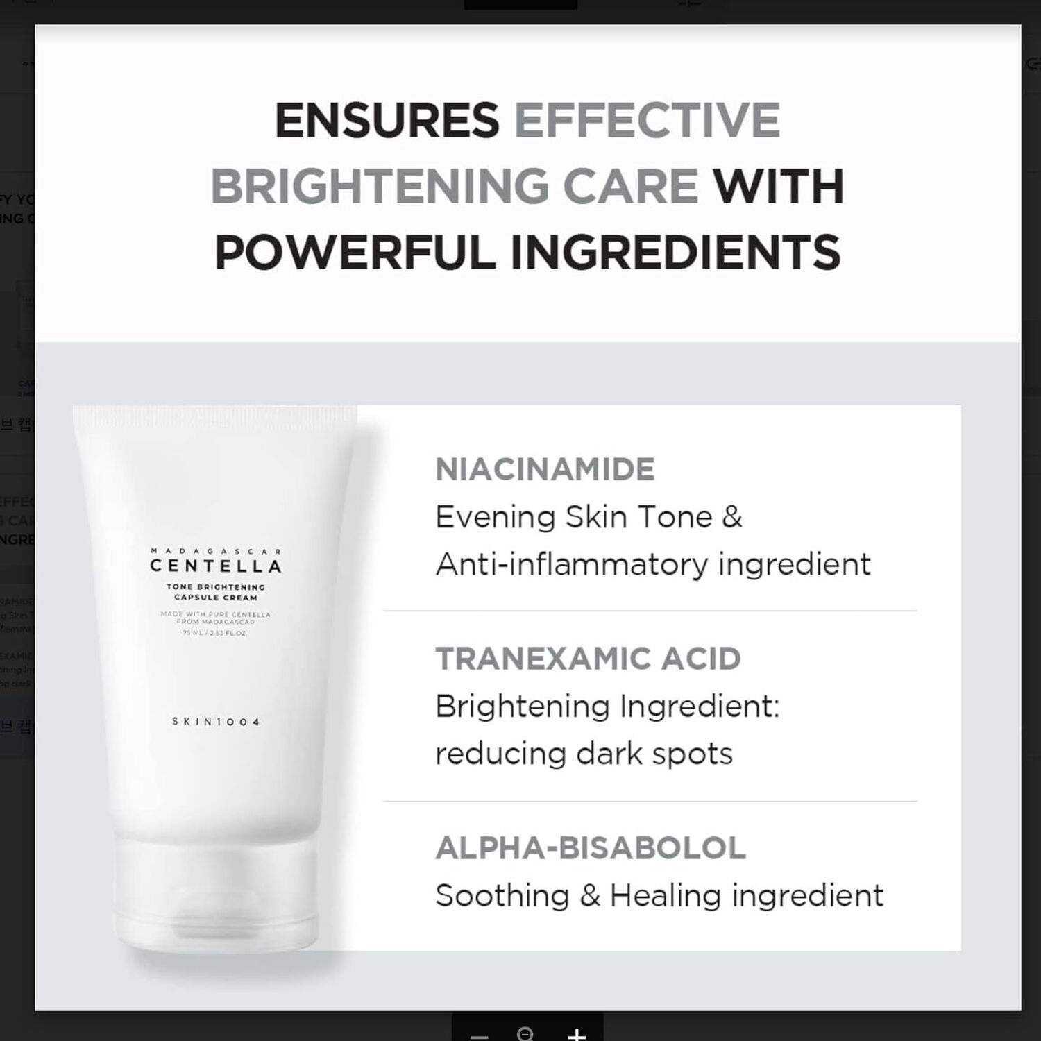 Madagascar Centella Tone Brightening Capsule Cream (skin1004) -75ml Crema Aclarante Con Niacinamida Y &Aacute;cido Tranex&aacute;mico image number 6.0