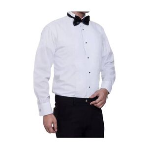 Camisa Blanca Plisada Cuello Polama Para Novios Y Otros Eventos
