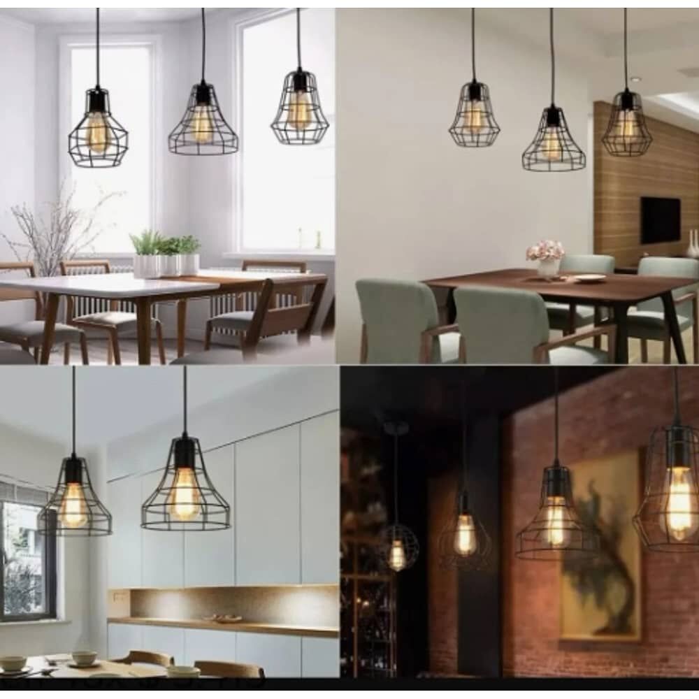Lampara Jaula De Hierro Colgante + Ampolleta Led Vintage image number 1.0