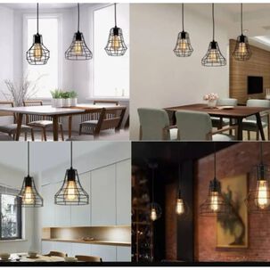 Lampara Jaula De Hierro Colgante + Ampolleta Led Vintage