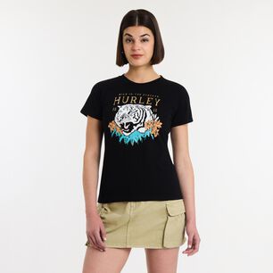 Polera Print Folia Tigre Manga Corta Cuello Redondo Mujer Rolly Go