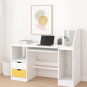 Escritorio Con Cajones Y Repisas Blanco Buenos Aires