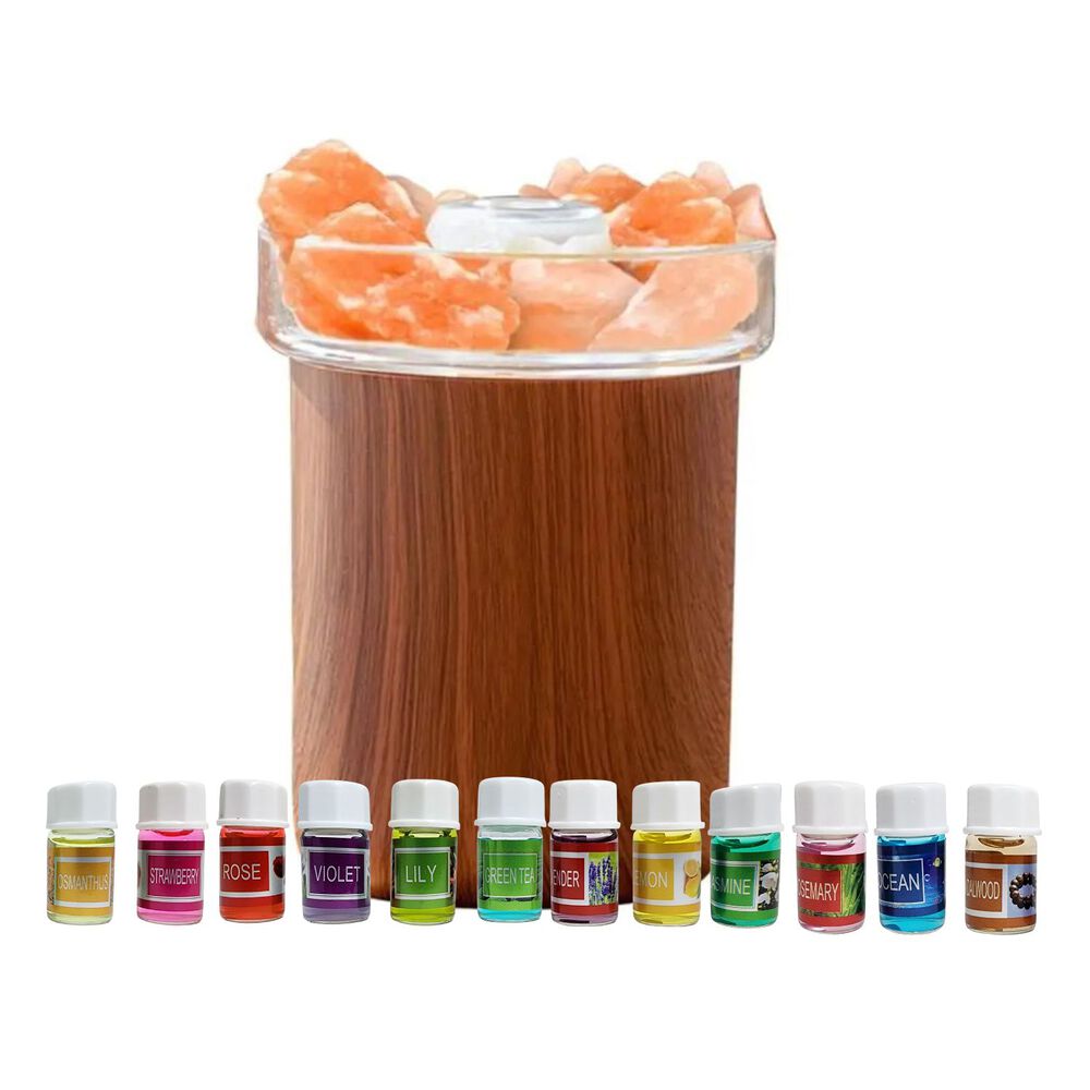 Pack Humidificador Piedras Sal + 12 Esencias Marron Oscuro image number 0.0