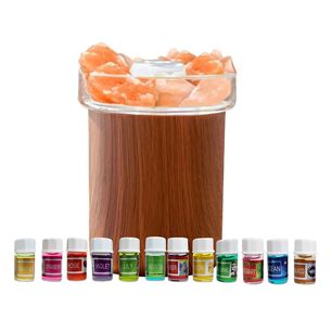 Pack Humidificador Piedras Sal + 12 Esencias Marron Oscuro