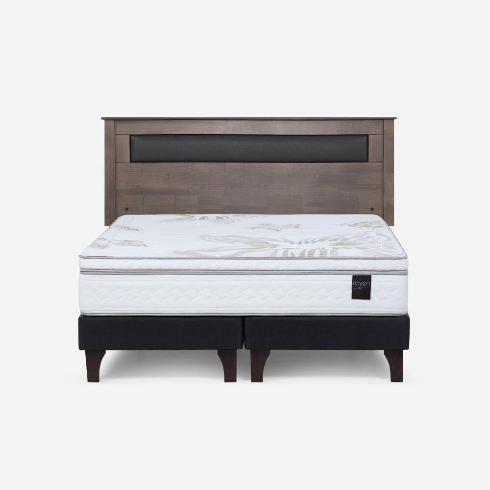 Cama Europea Rosen Art 4 / 2 Plazas / Base Dividida  + Respaldo Ferrara Gris image number 0.0