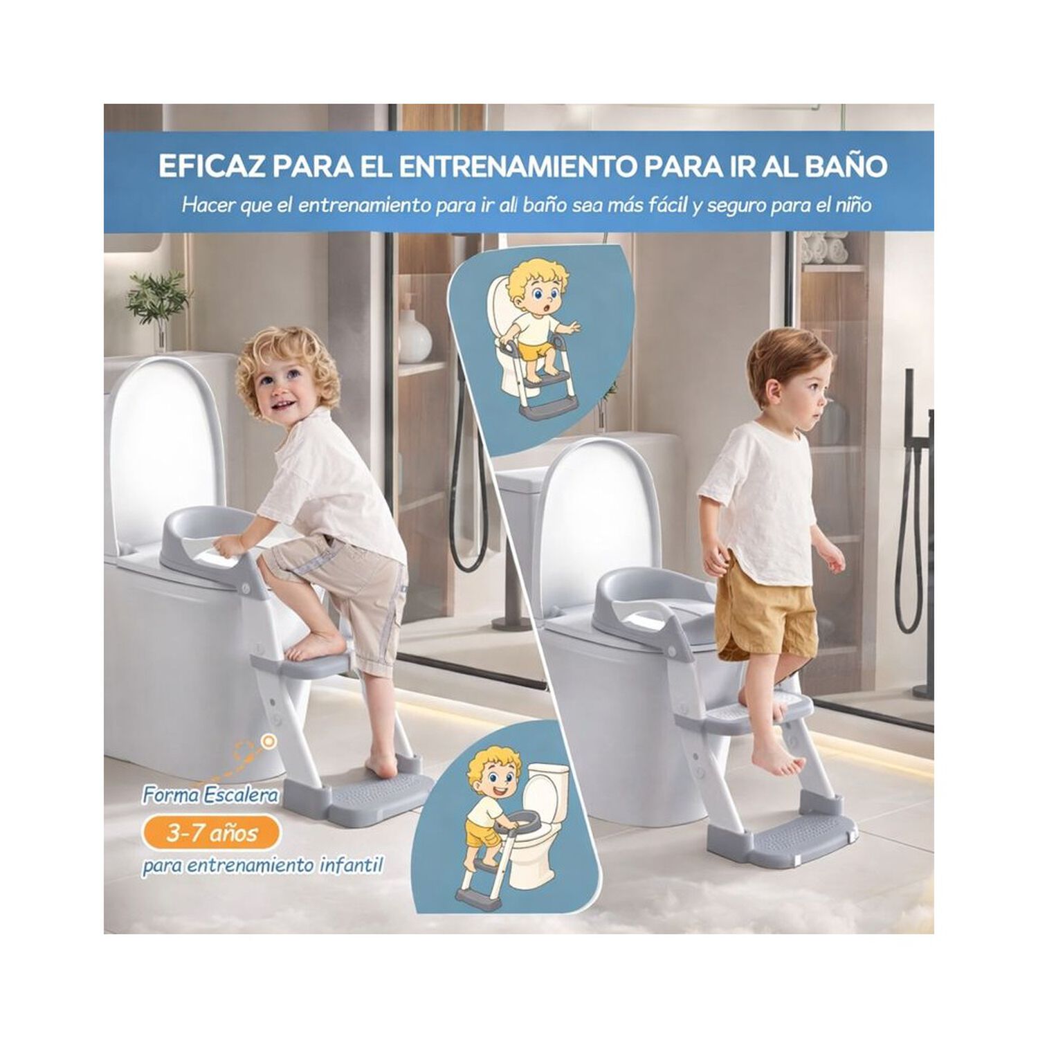 Pelela Infantil 3 En 1 Con Asiento Adaptador Y Escalera image number 6.0