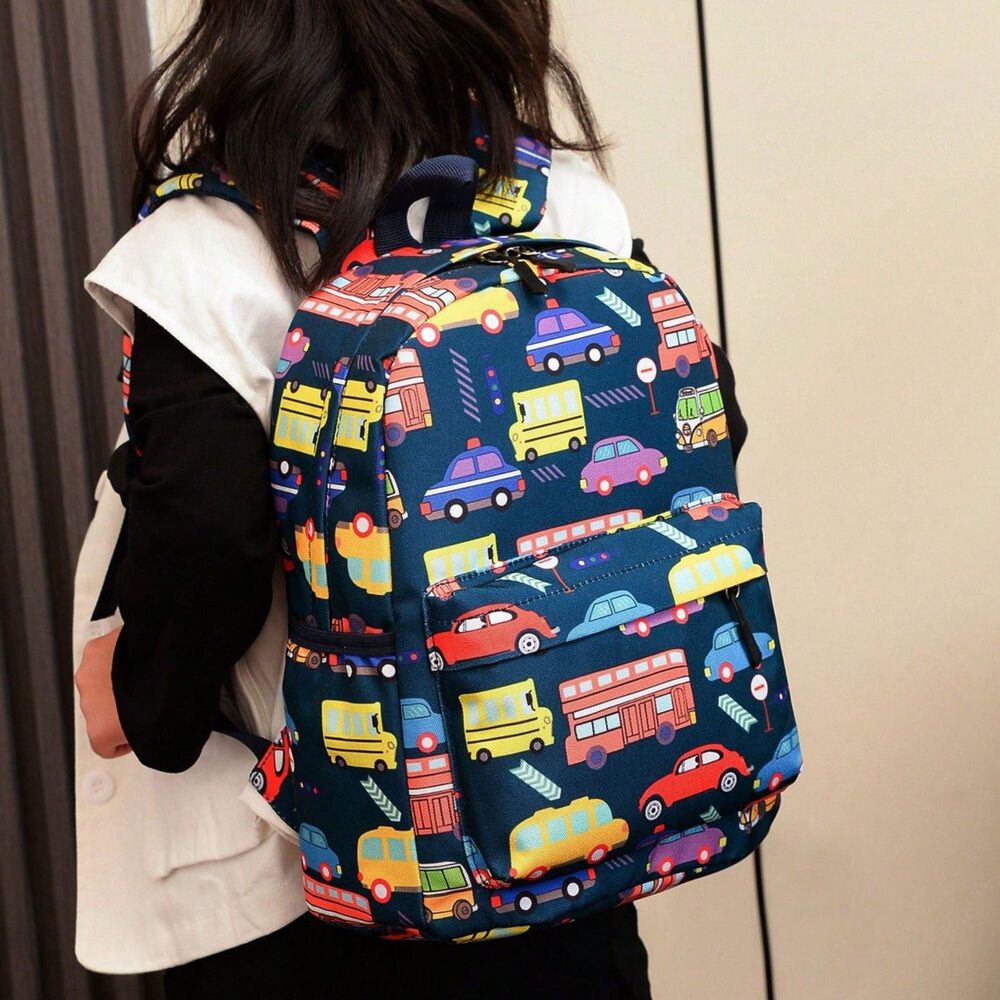 Mochila Infantil Escolar 33cm Ni&ntilde;os Ni&ntilde;as Estampadas Azul Oscuro Autobus image number 2.0