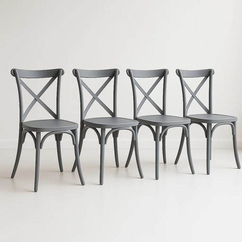 Pack 4 Sillas De Terraza O Comedor Crossback Danubio - Gris image number 0.0