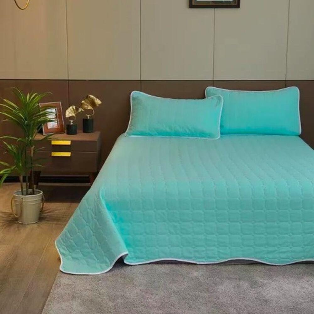 Cubrecama Quilt Cobertor King Celeste Y Blanco image number 1.0