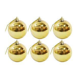 6 Esferas Navideñas Bambalinas Adorno 6cm Dorado Decoracion 6 Esferas Navideñas Bambalinas Adorno 6cm Dorado Decoracion
