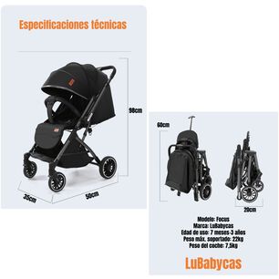 Coche Paseo Reversible Con Mosquitero Focus Negro Lubabycas