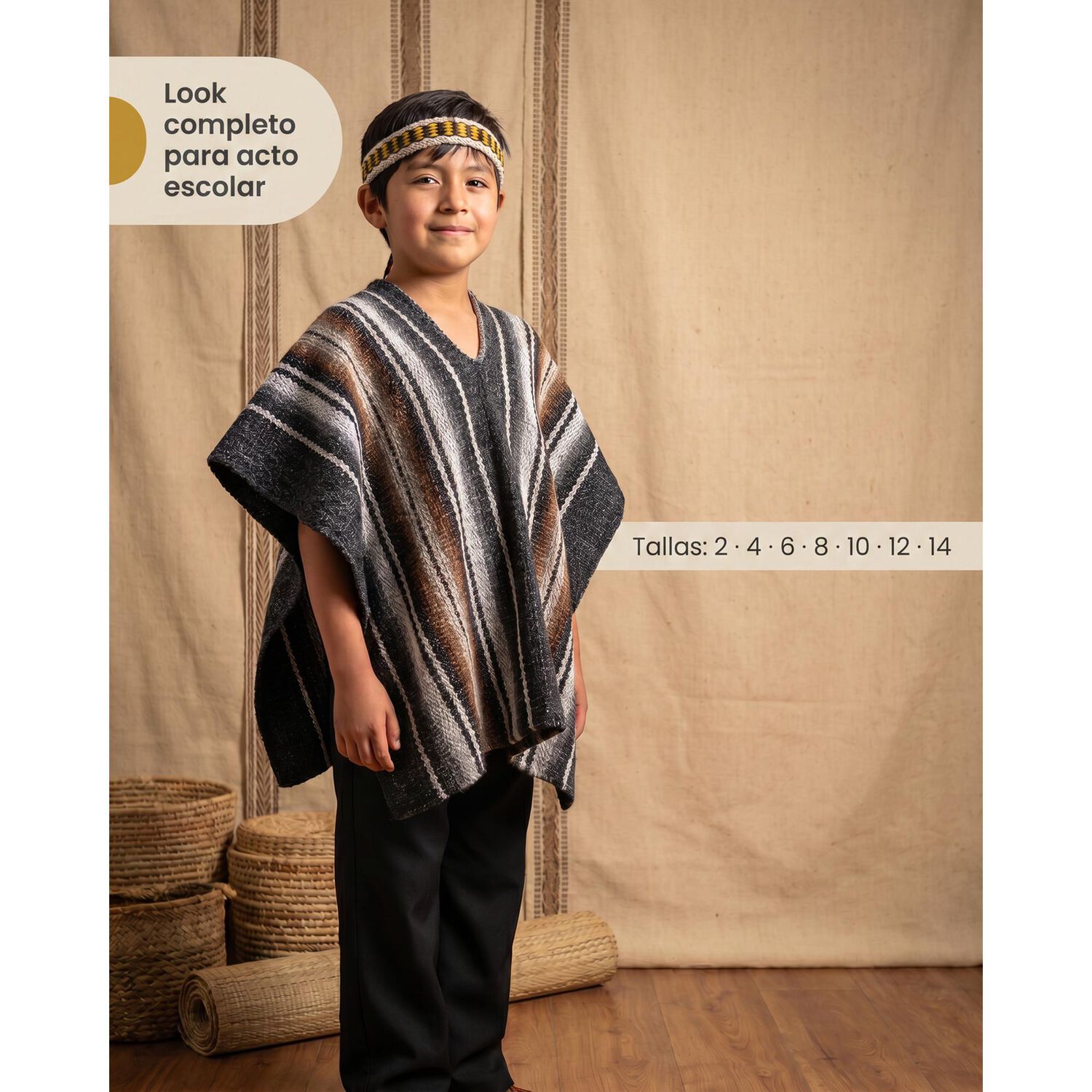 Traje T&iacute;pico Mapuche Con Accesorios Trapelacucha - Disfraz image number 9.0