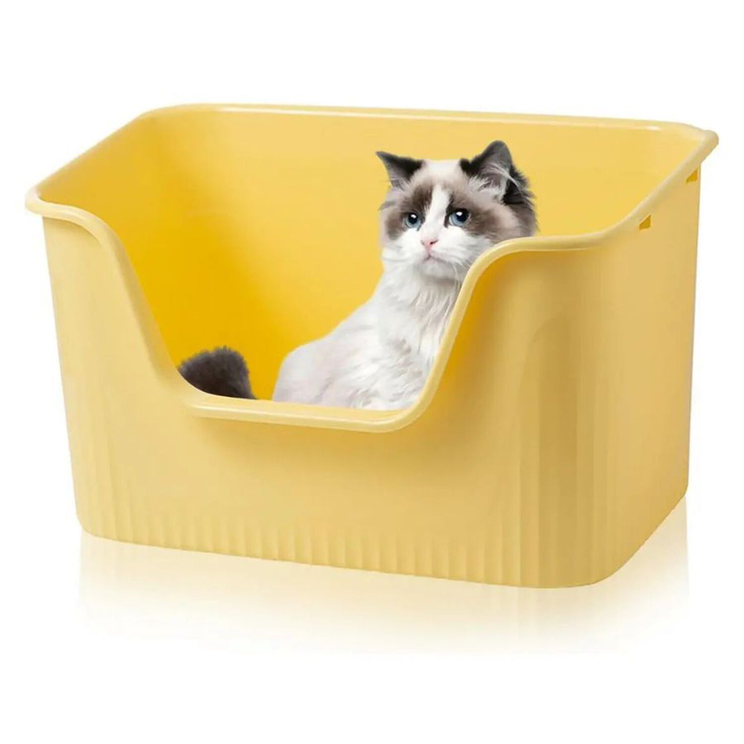 Arenero Gato Alto Anti Salpicaduras Con Pala Ba&ntilde;o Mascota Mediano image number 4.0