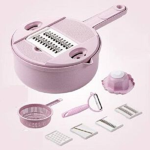 Picador Rallador Cortador Multiuso Frutas Verduras Vegetales Rosa