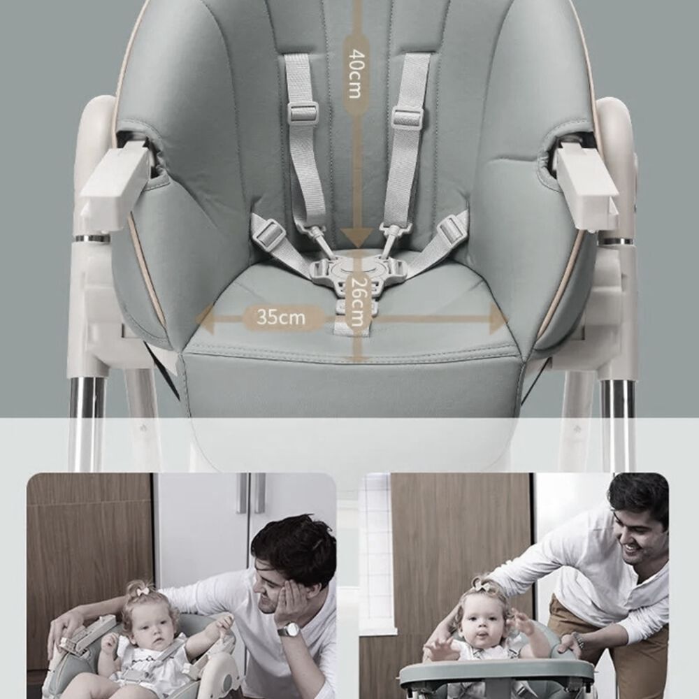 Silla De Comer Lubabycas Plegable Con Ruedas Gris image number 2.0