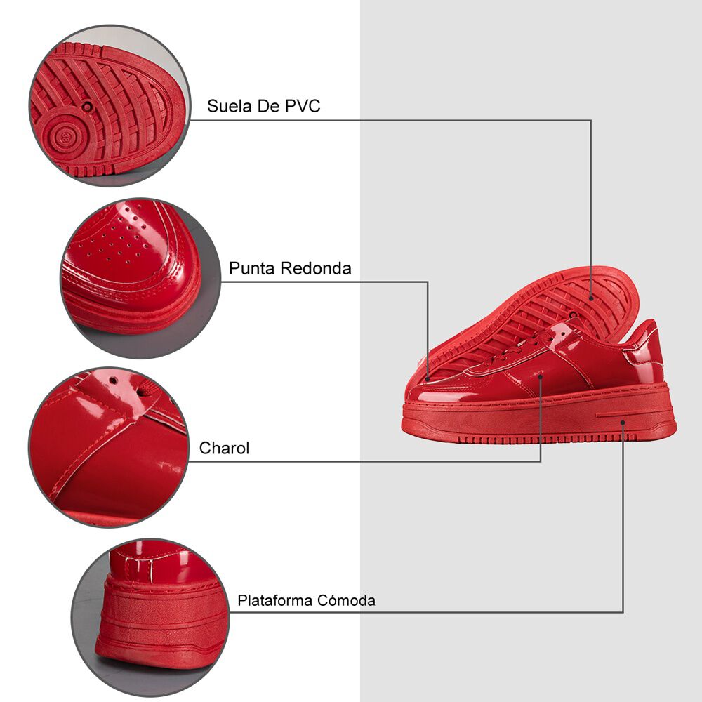 Zapatilla Deportiva Plataforma Charol Mujer Weide Lt132 image number 5.0