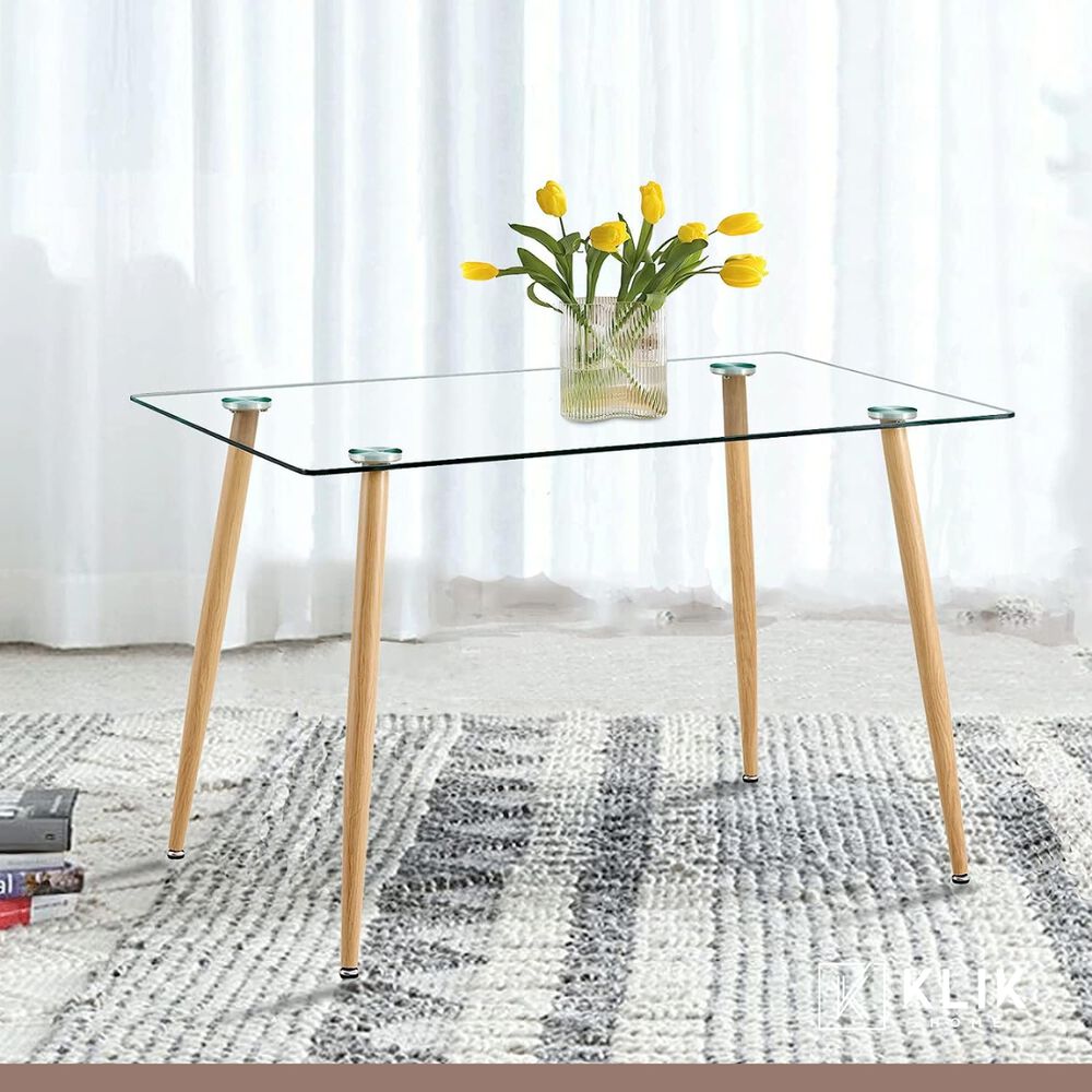 Comedor Mesa De Vidrio 120x80 + 6 Sillas Europa Negras image number 7.0