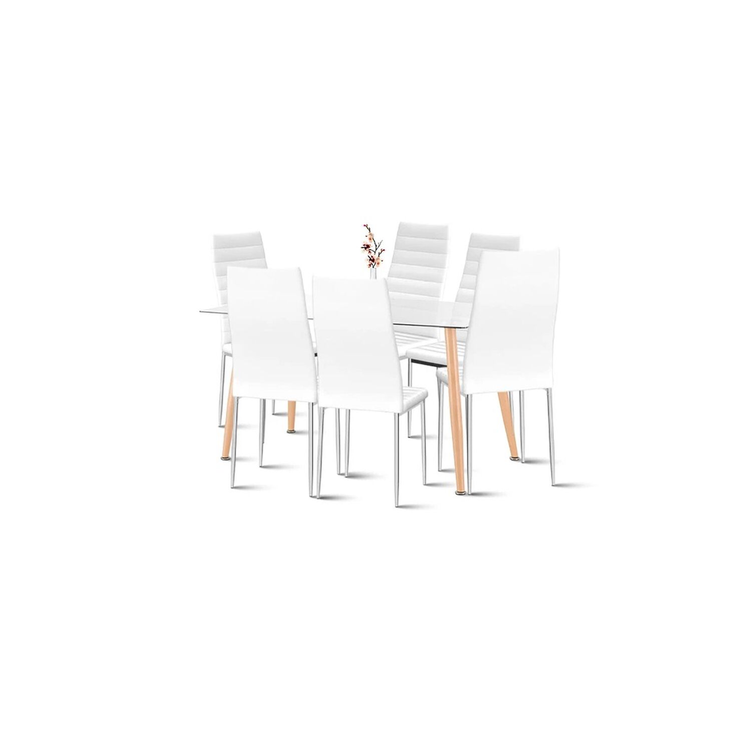 Comedor Mesa De Vidrio Rectangular 120x80 + 6 Sillas Dining Liana - Blancas image number 0.0