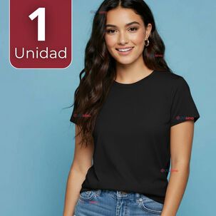 Polera Camiseta 100% Algodón Premium Manga Corta Básico Negro Mujer