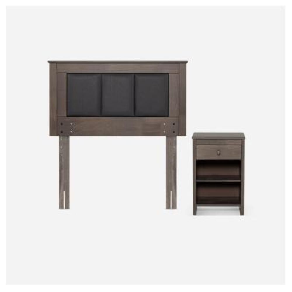 Cama Europea Rosen New Style 4 Plus / 1.5 Plazas / Base Normal  + Set Maderas Rachel Gris image number 6.0