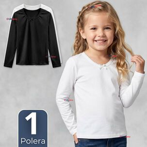 Camiseta Polera Algod&oacute;n Cuello Redondo Primera Capa Manga Larga Colores Surtidos Ni&ntilde;a