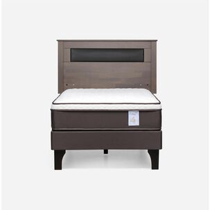 Cama Europea Rosen New Style 4 Plus / 1 Plaza / Base Normal  + Respaldo Ferrara Gris