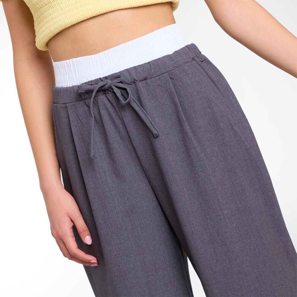 Pantalón Doble Pretina Y Amarras Tiro Medio Relax Mujer Freedom image number 4.0