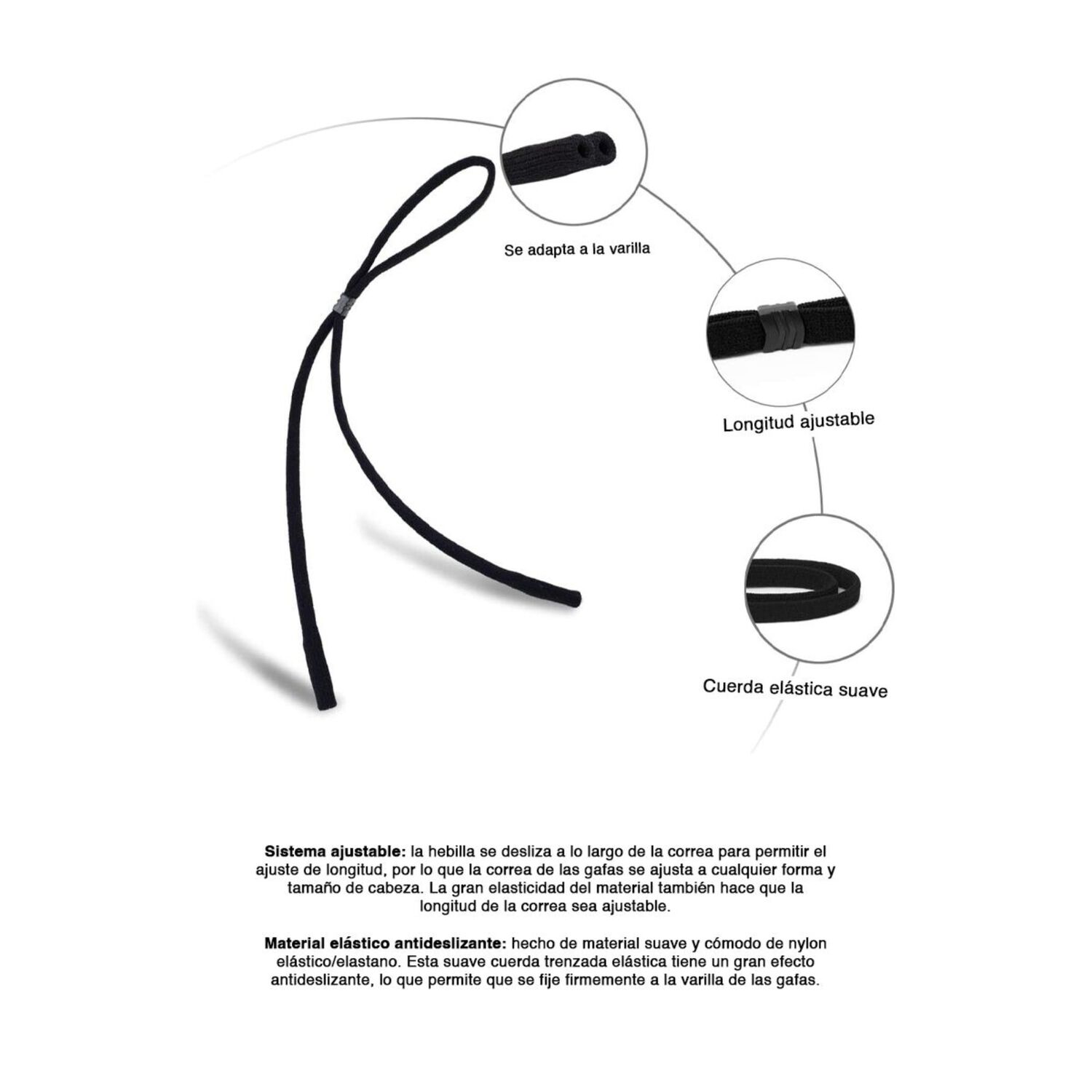 Correa Para Lentes Universal Negro York Eyewear image number 2.0
